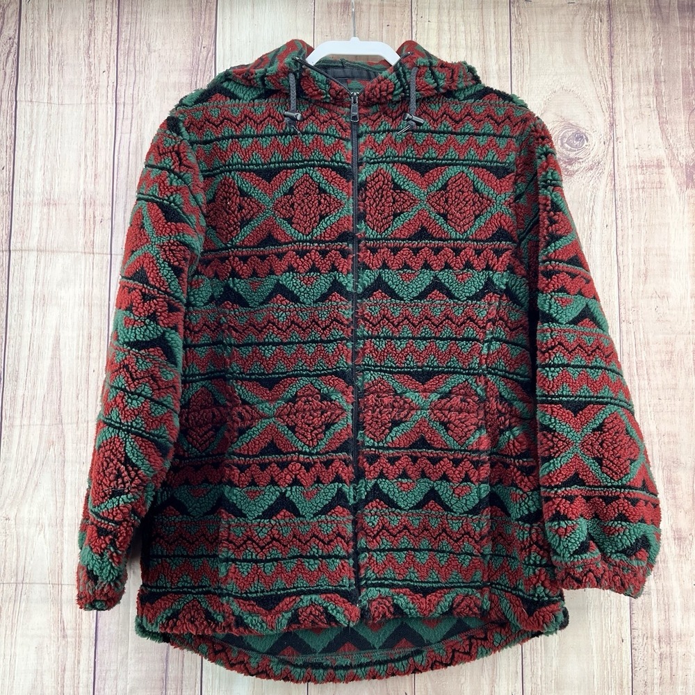 Vtg 90s Woolrich Aztec Navajo Southwest Blanket Fleece Jacket Made in USA Sz‎ S